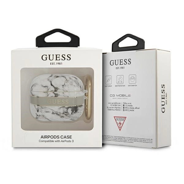 Guess GUA3HCHMAG AirPods 3 cover grey/grey Marble Strap Collection_2
