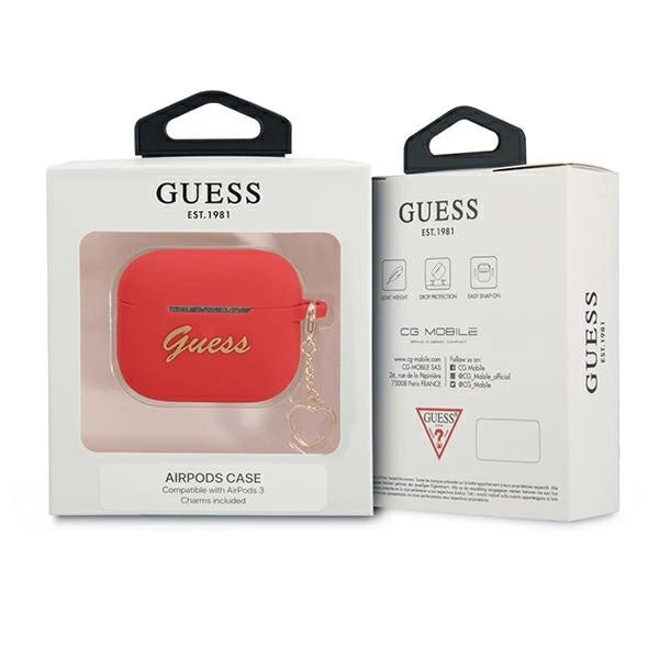 Guess GUA3LSCHSR AirPods 3 cover red/red Silicone Charm Heart Collection_2