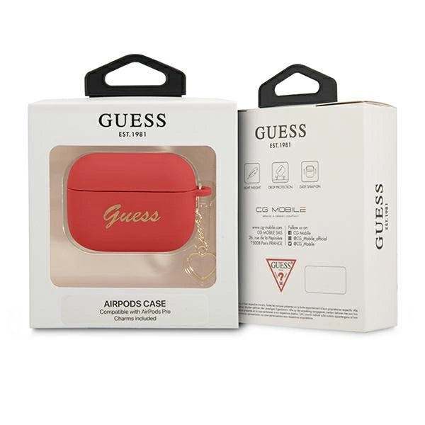 Guess GUAPLSCHSR AirPods Pro cover red/red Silicone Charm Heart Collection_2