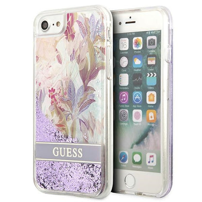 Guess Flower Liquid Glitter case for iPhone SE 2022 / SE 2020 / 7 / 8 - purple_0