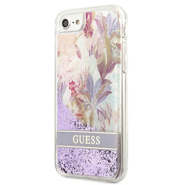 Guess Flower Liquid Glitter case for iPhone SE 2022 / SE 2020 / 7 / 8 - purple_1
