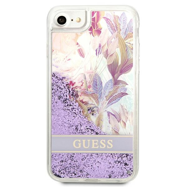 Guess Flower Liquid Glitter case for iPhone SE 2022 / SE 2020 / 7 / 8 - purple_2