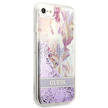 Guess Flower Liquid Glitter case for iPhone SE 2022 / SE 2020 / 7 / 8 - purple_3