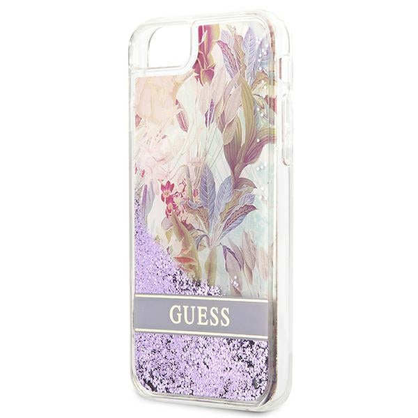 Guess Flower Liquid Glitter case for iPhone SE 2022 / SE 2020 / 7 / 8 - purple_5