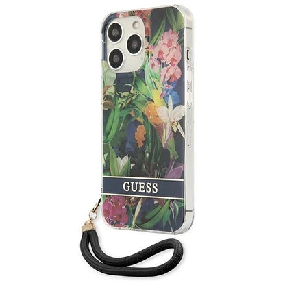 Guess GUHCP13LHFLSB iPhone 13 Pro / 13 6.1" blue/blue hardcase Flower Strap_1