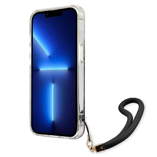 Guess GUHCP13LHFLSB iPhone 13 Pro / 13 6.1" blue/blue hardcase Flower Strap_4