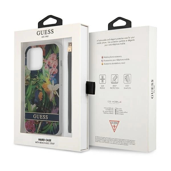 Guess GUHCP13LHFLSB iPhone 13 Pro / 13 6.1" blue/blue hardcase Flower Strap_7