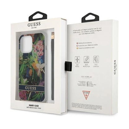 Guess GUHCP13LHFLSB iPhone 13 Pro / 13 6.1" blue/blue hardcase Flower Strap_7