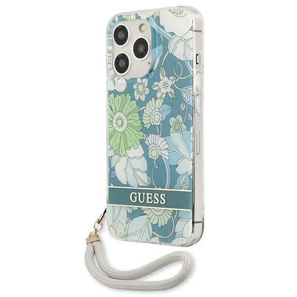 Guess GUHCP13LHFLSN iPhone 13 Pro / 13 6.1" green/green hardcase Flower Strap_1