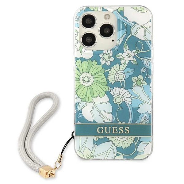 Guess GUHCP13LHFLSN iPhone 13 Pro / 13 6.1" green/green hardcase Flower Strap_2