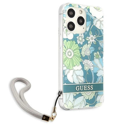 Guess GUHCP13LHFLSN iPhone 13 Pro / 13 6.1" green/green hardcase Flower Strap_3