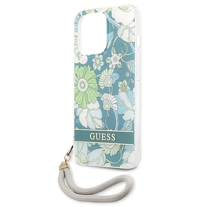 Guess GUHCP13LHFLSN iPhone 13 Pro / 13 6.1" green/green hardcase Flower Strap_5