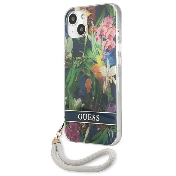 Guess GUHCP13SHFLSB iPhone 13 mini 5.4" blue/blue hardcase Flower Strap_1