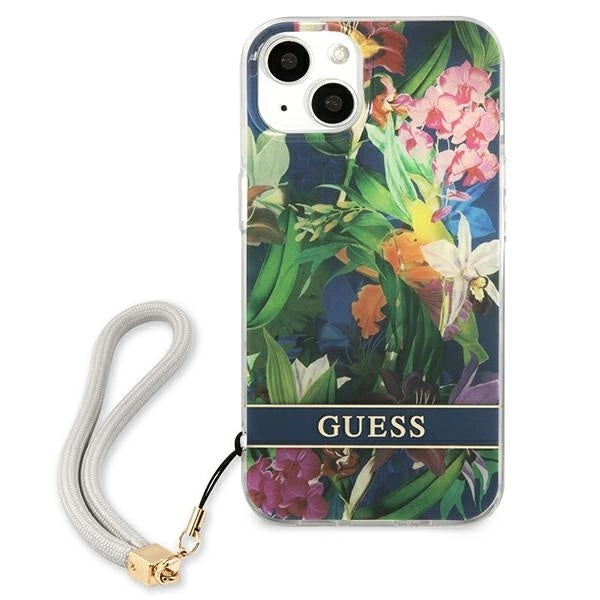 Guess GUHCP13SHFLSB iPhone 13 mini 5.4" blue/blue hardcase Flower Strap_2