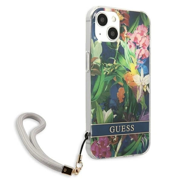 Guess GUHCP13SHFLSB iPhone 13 mini 5.4" blue/blue hardcase Flower Strap_3