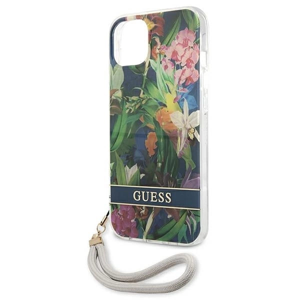 Guess GUHCP13SHFLSB iPhone 13 mini 5.4" blue/blue hardcase Flower Strap_4