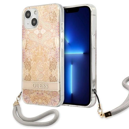 Guess GUHCP13SHFLSD iPhone 13 mini 5.4" gold/gold hardcase Flower Strap_0