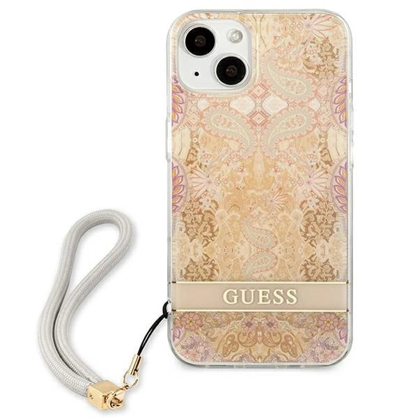 Guess GUHCP13SHFLSD iPhone 13 mini 5.4" gold/gold hardcase Flower Strap_2