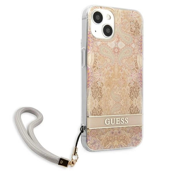 Guess GUHCP13SHFLSD iPhone 13 mini 5.4" gold/gold hardcase Flower Strap_3