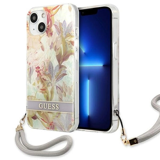 Guess GUHCP13SHFLSU iPhone 13 mini 5.4&quot; purple/purple hardcase Flower Strap_0