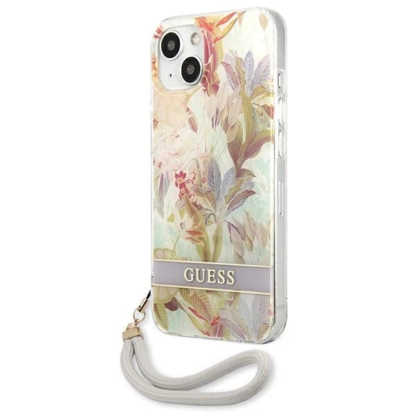 Guess GUHCP13SHFLSU iPhone 13 mini 5.4&quot; purple/purple hardcase Flower Strap_1