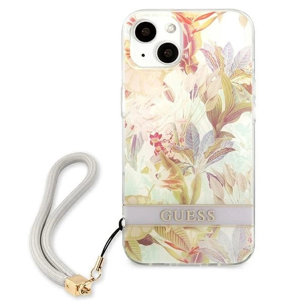 Guess GUHCP13SHFLSU iPhone 13 mini 5.4&quot; purple/purple hardcase Flower Strap_2