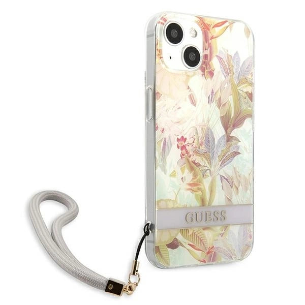 Guess GUHCP13SHFLSU iPhone 13 mini 5.4&quot; purple/purple hardcase Flower Strap_3