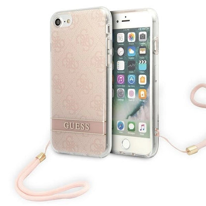 Guess GUOHCI8H4STP iPhone SE 2022 / SE 2020 / 7/ 8 pink/pink hardcase 4G Print Strap_0