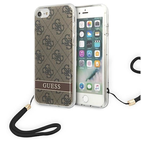 Guess GUOHCI8H4STW iPhone SE 2022 / SE 2020 / 7/ 8 brown/brown hardcase 4G Print Strap_0