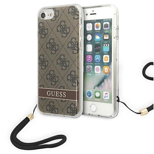 Guess GUOHCI8H4STW iPhone SE 2022 / SE 2020 / 7/ 8 brown/brown hardcase 4G Print Strap_0