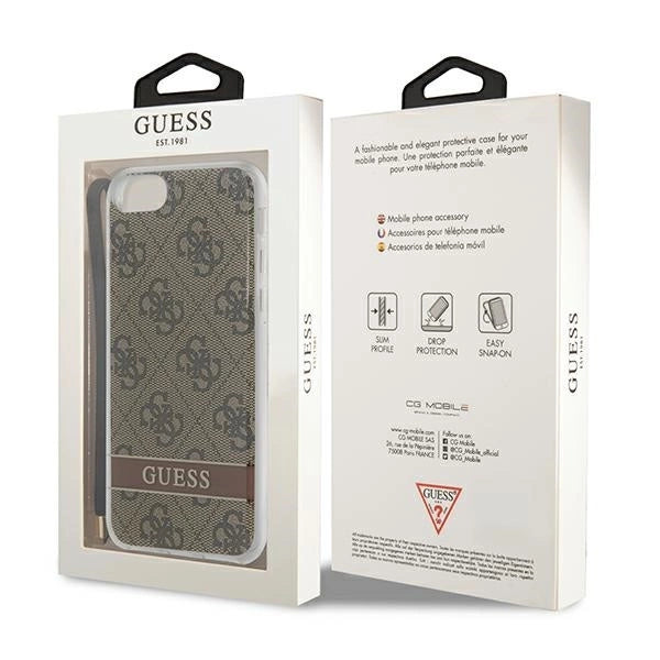 Guess GUOHCI8H4STW iPhone SE 2022 / SE 2020 / 7/ 8 brown/brown hardcase 4G Print Strap_7