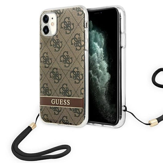 Guess GUOHCN61H4STW iPhone 11 brown/brown hardcase 4G Print Strap_0