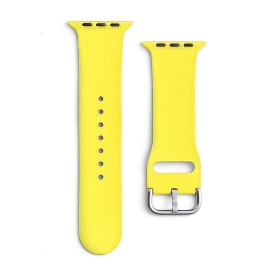 Silicone Strap APS Silicone Band for Watch 9 / 8 / 7 / 6 / 5 / 4 / 3 / 2 / SE (41 / 40 / 38mm) Strap Watch Bracelet Yellow_0