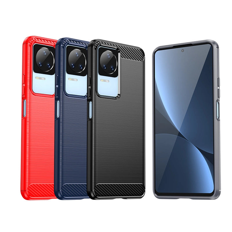 Carbon Case for Xiaomi Poco F4 5G flexible silicone carbon cover black_4