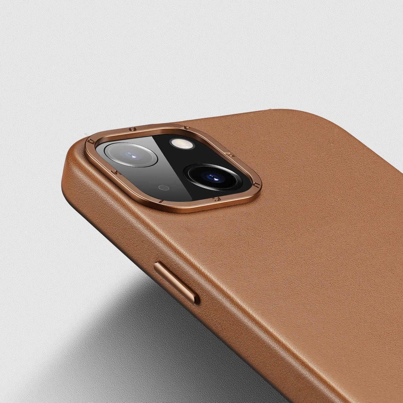 Dux Ducis Grit Leather Case for iPhone 14 Elegant Faux Leather Cover (MagSafe Compatible) Brown_7