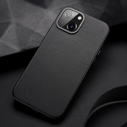 Dux Ducis Grit Leather Case for iPhone 14 Plus Elegant Faux Leather Cover (MagSafe Compatible) Black_10
