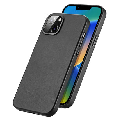 Dux Ducis Grit Leather Case for iPhone 14 Plus Elegant Faux Leather Cover (MagSafe Compatible) Black_1