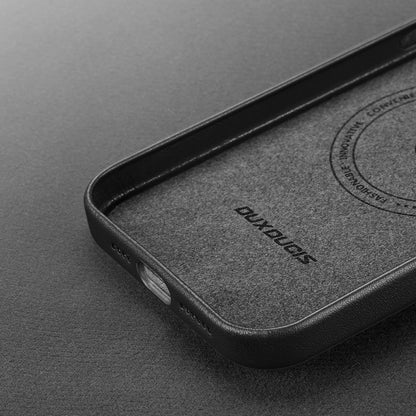 Dux Ducis Grit Leather Case for iPhone 14 Plus Elegant Faux Leather Cover (MagSafe Compatible) Black_9