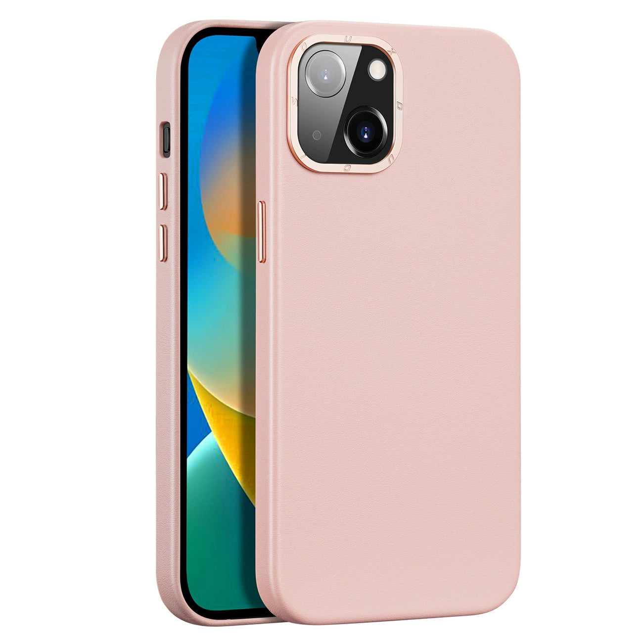 Dux Ducis Grit Leather Case for iPhone 14 Plus Elegant Faux Leather Cover (MagSafe Compatible) Pink_0