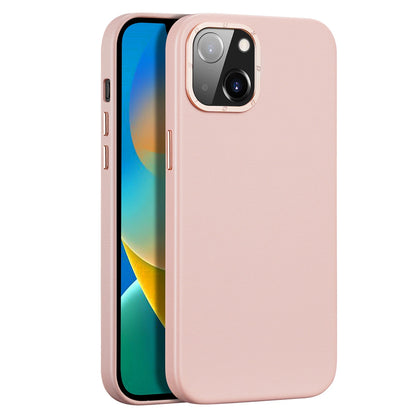 Dux Ducis Grit Leather Case for iPhone 14 Plus Elegant Faux Leather Cover (MagSafe Compatible) Pink_0