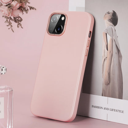 Dux Ducis Grit Leather Case for iPhone 14 Plus Elegant Faux Leather Cover (MagSafe Compatible) Pink_10