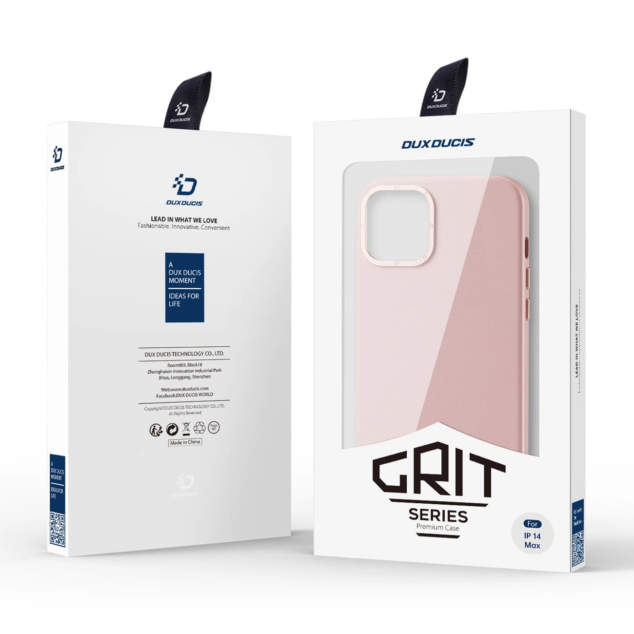 Dux Ducis Grit Leather Case for iPhone 14 Plus Elegant Faux Leather Cover (MagSafe Compatible) Pink_4