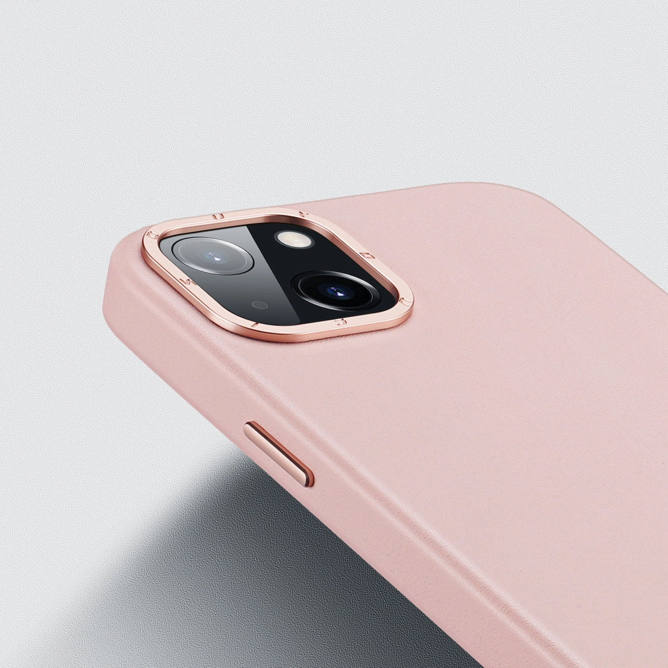 Dux Ducis Grit Leather Case for iPhone 14 Plus Elegant Faux Leather Cover (MagSafe Compatible) Pink_7