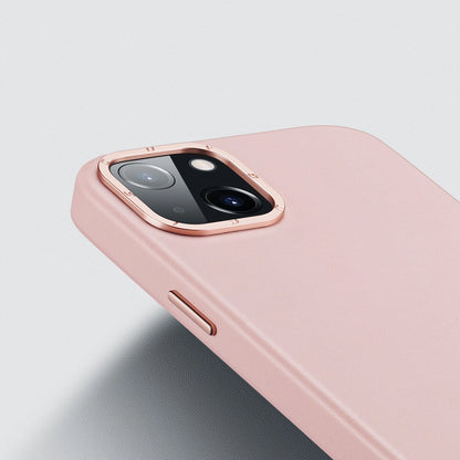 Dux Ducis Grit Leather Case for iPhone 14 Plus Elegant Faux Leather Cover (MagSafe Compatible) Pink_7