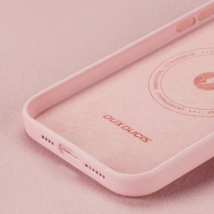 Dux Ducis Grit Leather Case for iPhone 14 Plus Elegant Faux Leather Cover (MagSafe Compatible) Pink_9