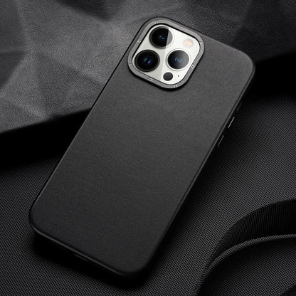 Dux Ducis Grit Leather Case for iPhone 14 Pro Elegant Faux Leather Cover (MagSafe Compatible) Black_10