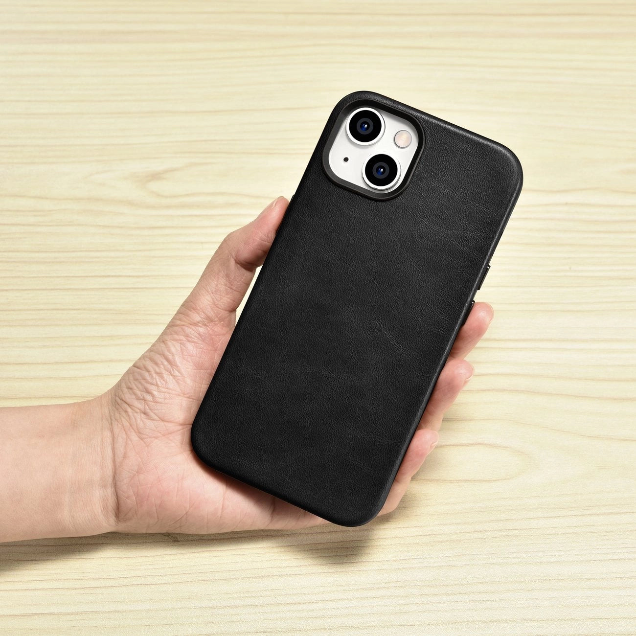 iCarer Oil Wax Premium Leather Case iPhone 14 Plus Magnetic Leather Case with MagSafe Black (WMI14220703-BK)_10