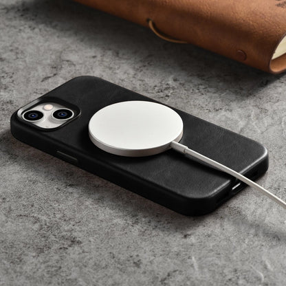iCarer Oil Wax Premium Leather Case iPhone 14 Plus Magnetic Leather Case with MagSafe Black (WMI14220703-BK)_12