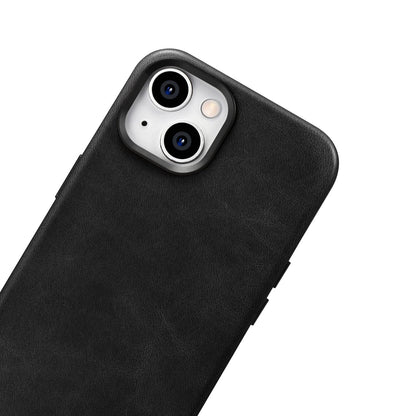 iCarer Oil Wax Premium Leather Case iPhone 14 Plus Magnetic Leather Case with MagSafe Black (WMI14220703-BK)_7