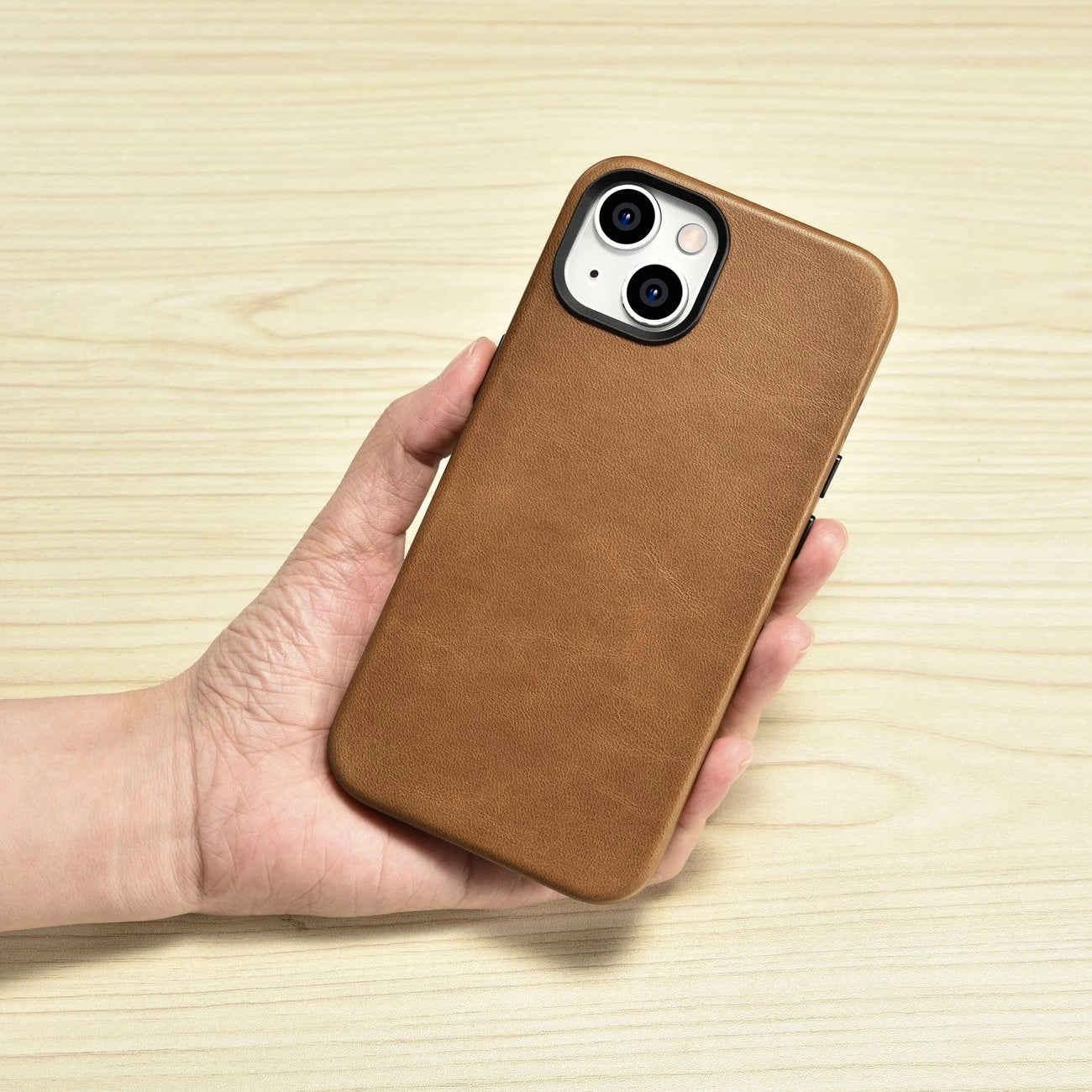 iCarer Oil Wax Premium Leather Case iPhone 14 Plus Magnetic Leather Case with MagSafe Brown (WMI14220703-TN)_10